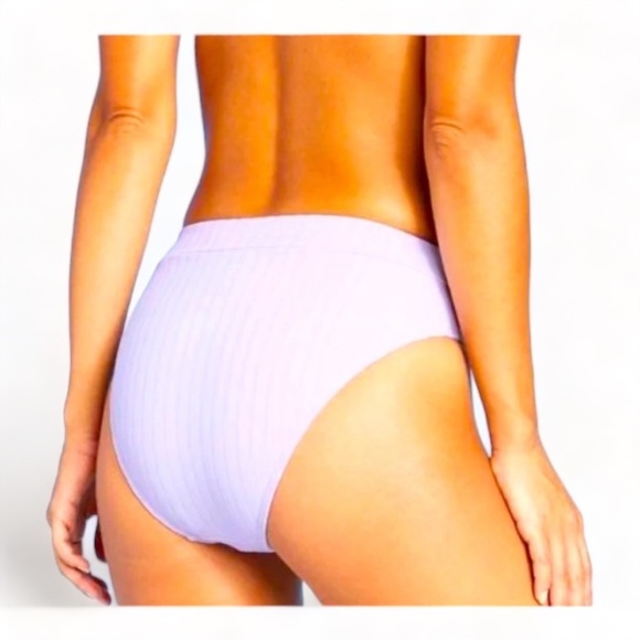 Xhilaration Lilac High Leg/Waist Ribbed Bikini Bottom- L - Picture 2 of 3